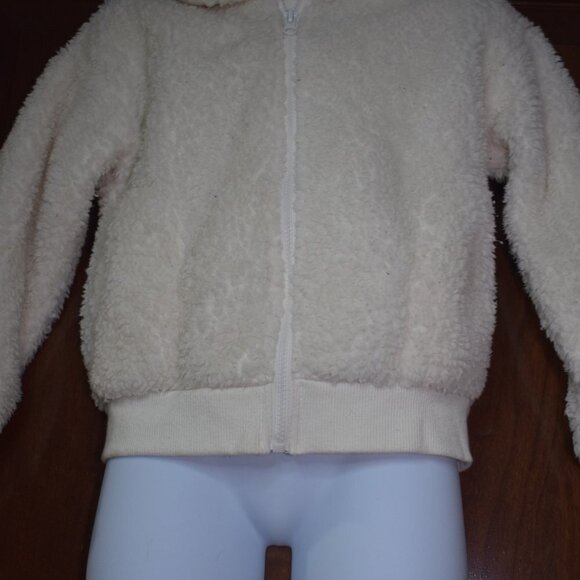 Epic Threads Sweater Jacket Size 4T White Fluffy Zip up Teddy Coat - Picture 2 of 8